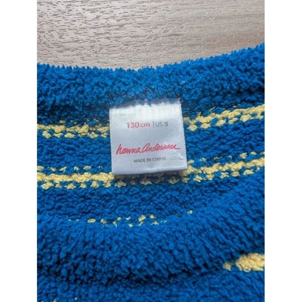 Hanna Andersson Blue Yellow Striped Fuzzy Sweater, 8Y (U1)